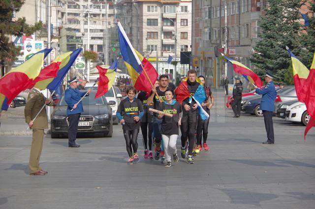Sosirea grupului de alergători militari și civili de la Botoşani la Suceava