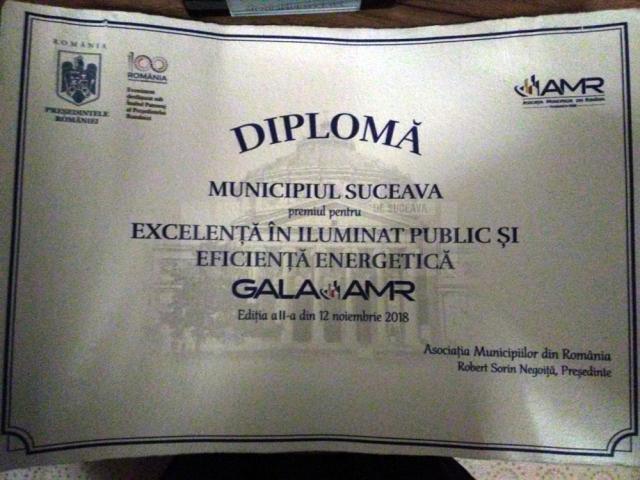 Municipiul Suceava a primit Trofeul de Excelenţă în Administraţie, pentru „iluminat public şi eficienţă energetică”