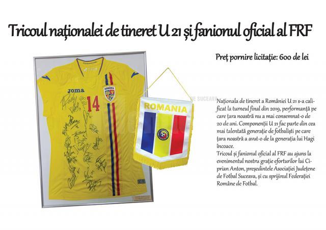 Tricoul naționalei de tineret U 21 și fanionul oficial al FRF