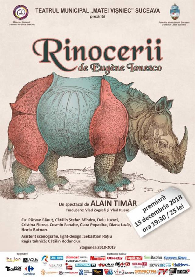 Premieră teatrală – „Rinocerii”, sâmbătă, la Teatrul „Matei Vișniec” Suceava