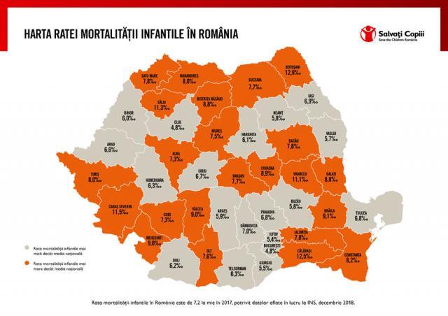 Suceava, peste media naţională la rata mortalităţii infantile