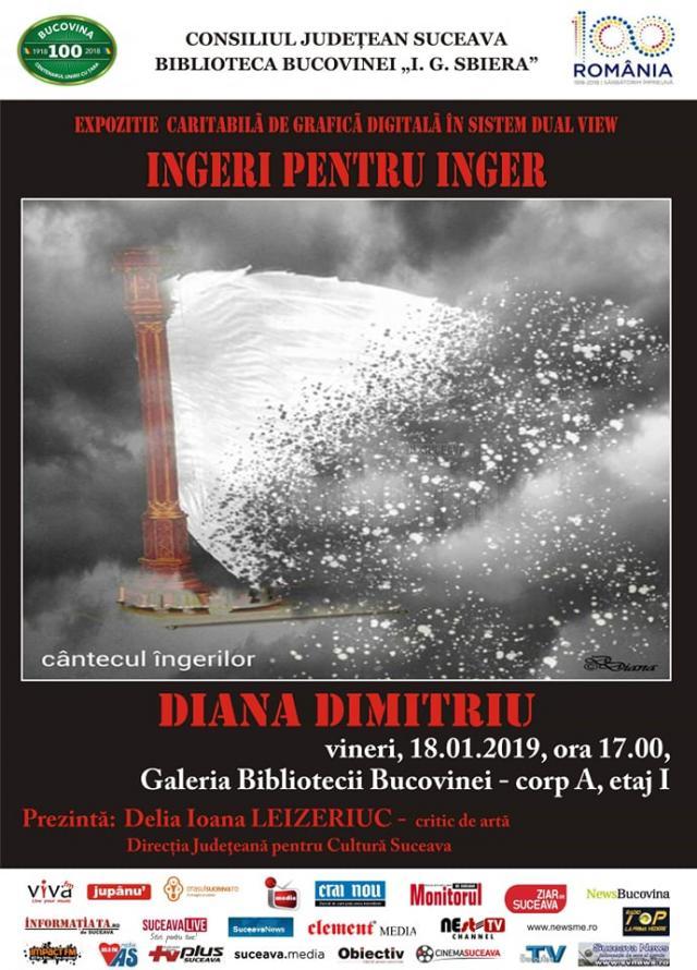 „Îngeri pentru înger”, expoziție caritabilă de grafică digitală la Biblioteca Bucovinei