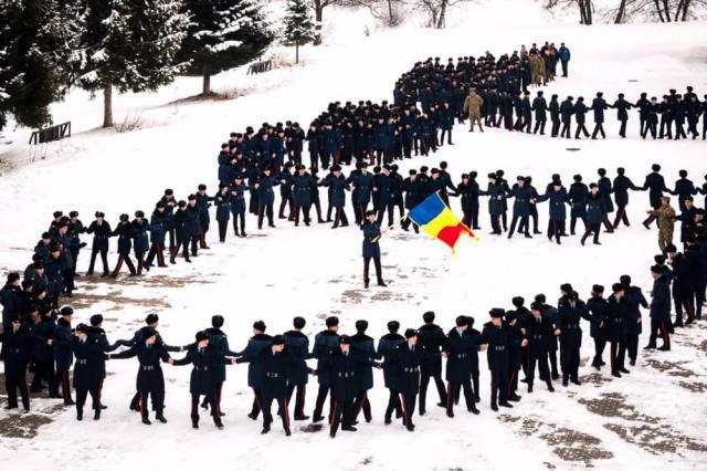 În curtea liceului, elevii s-au prins în hore și au fluturat steagul României. Foto: Miruna Modiga