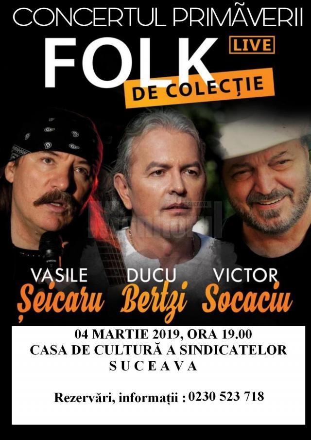 Vasile Şeicaru, Ducu Bertzi şi Victor Socaciu, în concert la Casa de Cultură a Sindicatelor Suceava