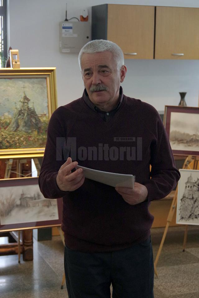 Artistul plastic Iosif Csukat, principalul organizator al expoziţiei de pictură „In memoriam: Tiberiu Cosovan”