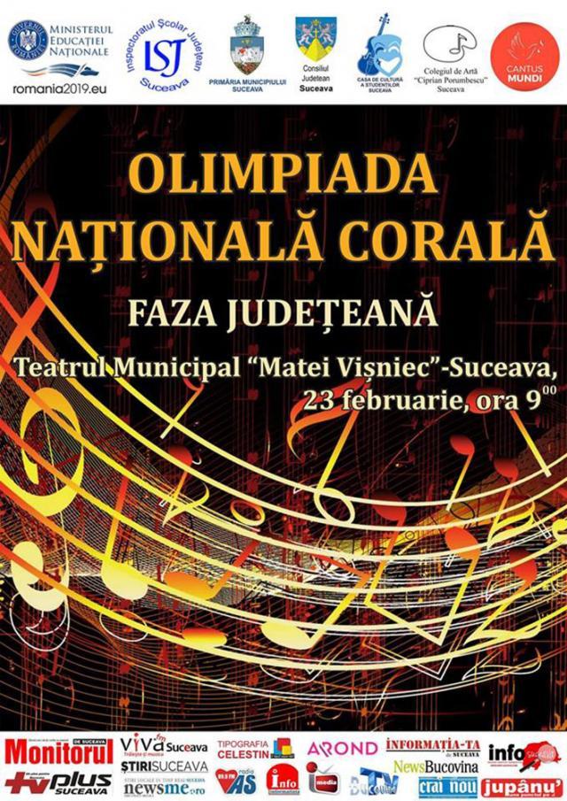 Olimpiada Naţională Corală, faza judeţeană, sâmbătă, la Teatrul Municipal "Matei Vişniec" Suceava