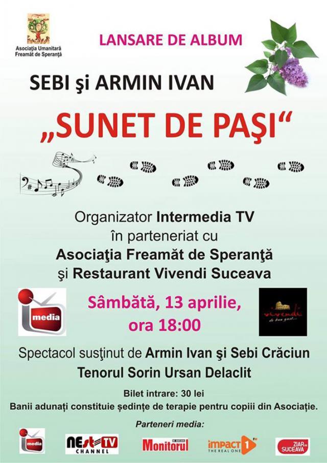 Albumul „Sunet de paşi”, de Sebi Crăciun şi Armin Ivan, va fi lansat la Suceava