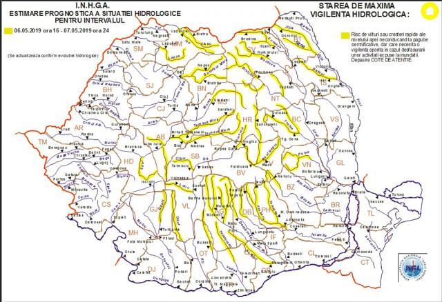 Cod galben de inundaţii pentru trei râuri din judeţul Suceava