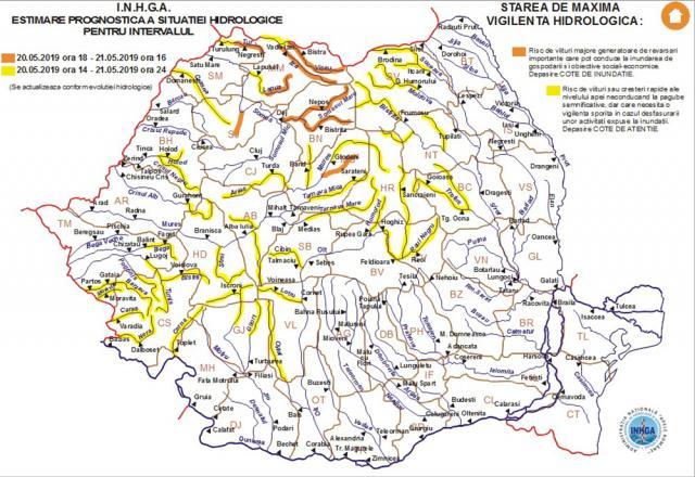 Cod galben de viituri pentru bazinele hidrografice a trei râuri din judeţul Suceava