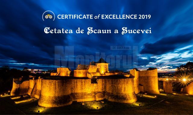Certificat de excelenţă, pentru al doilea an consecutiv, acordat Cetăţii de Scaun a Sucevei de către TRIPADVISOR