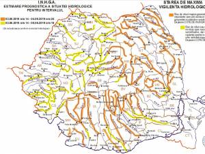 Cod portocaliu de inundaţii în bazinele hidrografice ale râurilor din judeţul Suceava