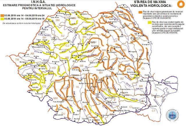 Cod portocaliu de inundaţii în bazinele hidrografice ale râurilor din judeţul Suceava