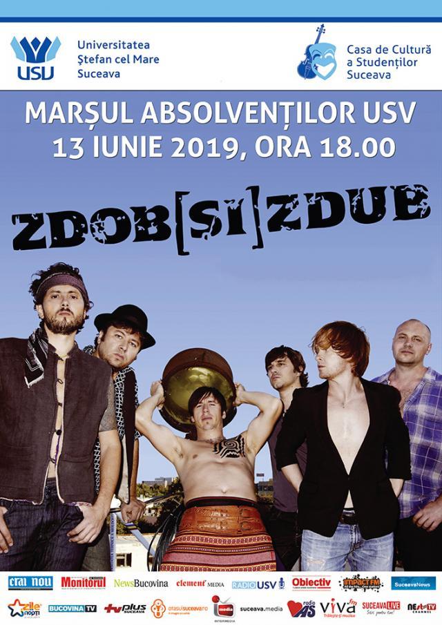 Concert cu Zdob şi Zdub în centrul Sucevei, după marşul şi festivitatea absolvenţilor USV