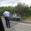Un Mercedes a ars violent, în trafic, între Ilişeşti şi Păltinoasa