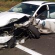 Un autoturism Skoda implicat in accident, a fost grav avariat