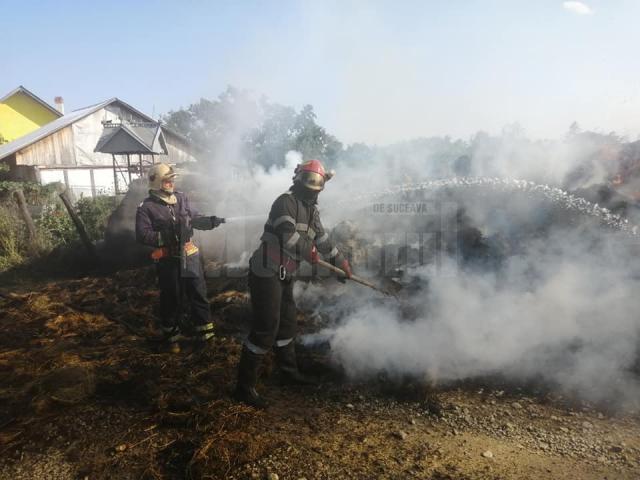 20 de tone de furaje au fost distruse in incendiul produs la un depozit de furaje din satul Poiana- Zvoriștea