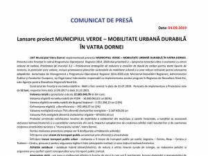 Lansare proiect MUNICIPIUL VERDE – MOBILITATE URBANĂ DURABILĂ ÎN VATRA DORNEI