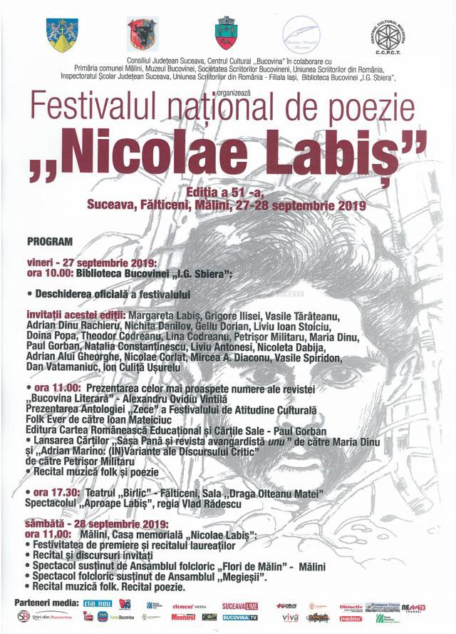 Festivalul național de poezie „Nicolae Labiș”, ediția a 51-a, la Suceava, Fălticeni, Mălini