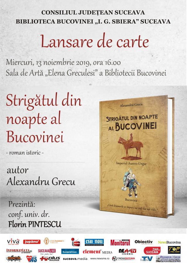 „Strigătul din noapte al Bucovinei”, lansare de carte la Biblioteca Bucovinei