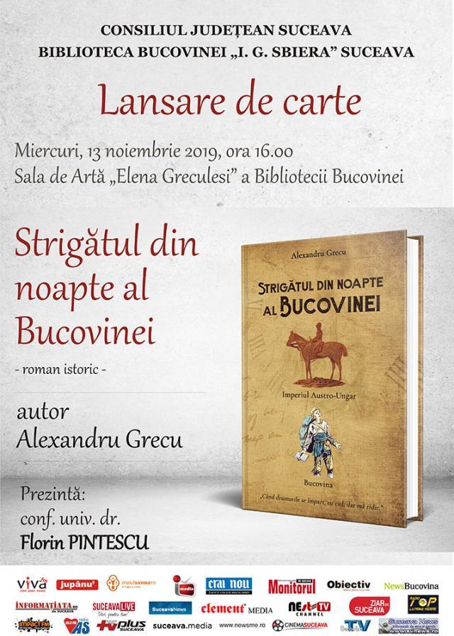„Strigătul din noapte al Bucovinei”, lansare de carte la Biblioteca „I.G. Sbiera”