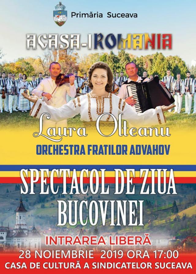 Laura Olteanu și Orchestra Fraților Advahov, spectacol extraordinar de Ziua Bucovinei, la Casa de Cultură a Sindicatelor Suceava