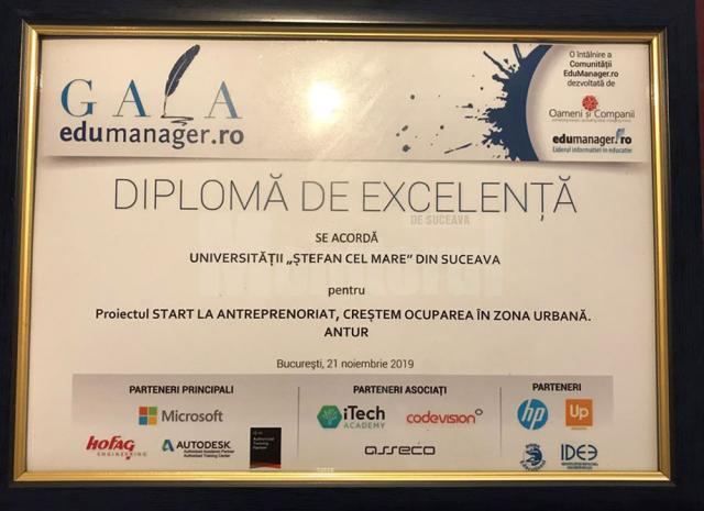 Un proiect al Universităţii, pentru sprijinirea antreprenoriatului, premiat în cadrul galei EduManager