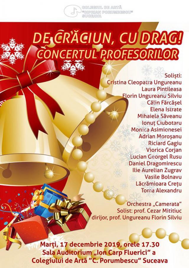 Concertul profesorilor Colegiului de Artă ”Ciprian Porumbescu”, marţi, 17 decembrie