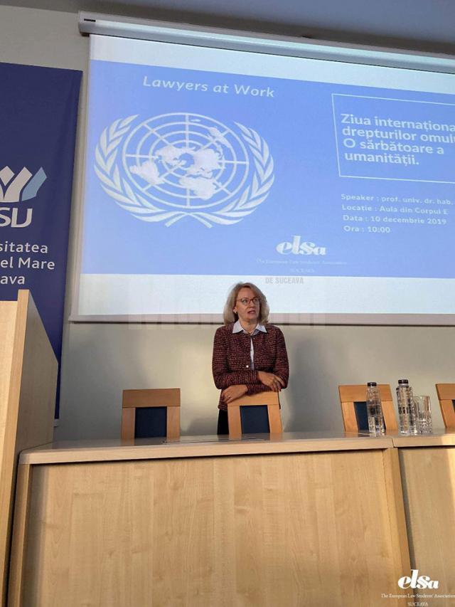 Aurora Cicucă, profesor universitar și doctor habilitat, a vorbit despre importanța Drepturilor Omului