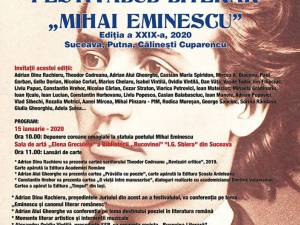 Astăzi debutează la Suceava Festivalul Literar „Mihai Eminescu”, ediția a XXIX-a