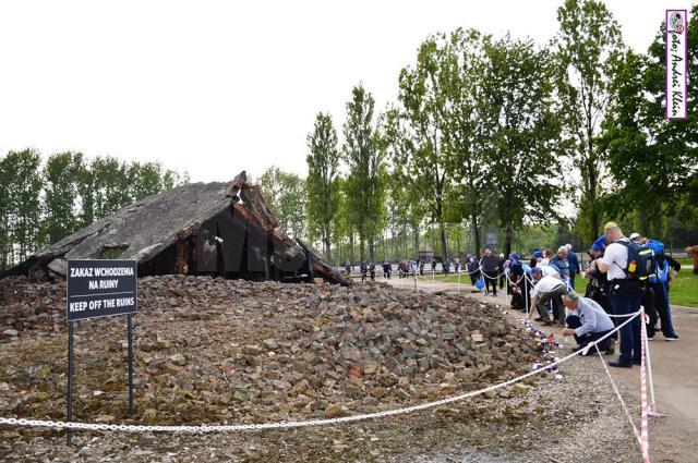 O lumanare si o piatra de aducere aminte a celor ucisi la  Auschwitz şi Birkenau - foto Andrei Klein