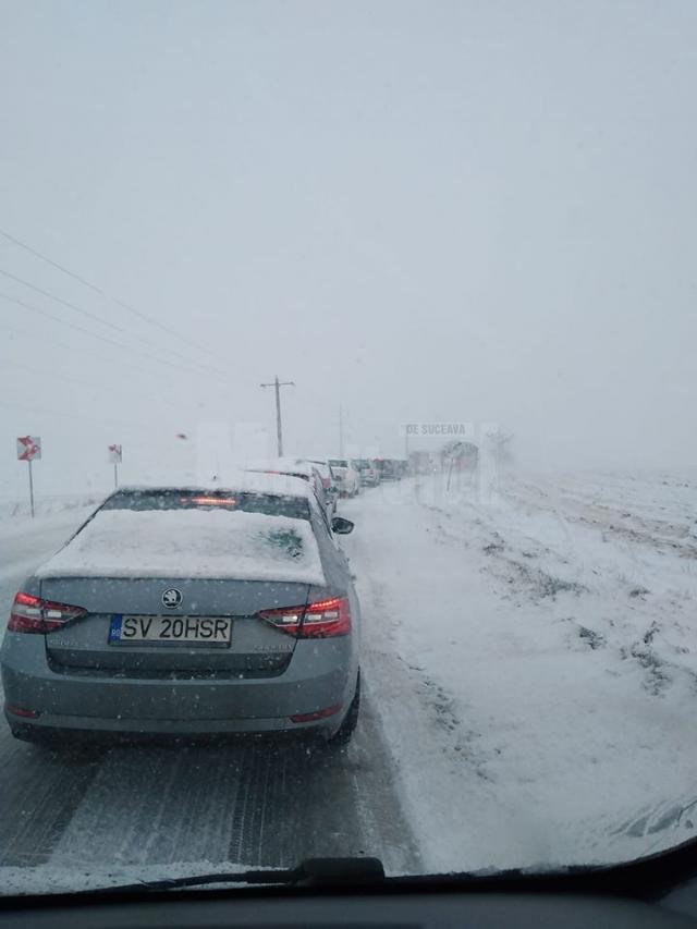 Trafic îngreunat din cauza ninsorii și viscolului în zona Ratoș-Siret și Câmpulung Moldovenesc