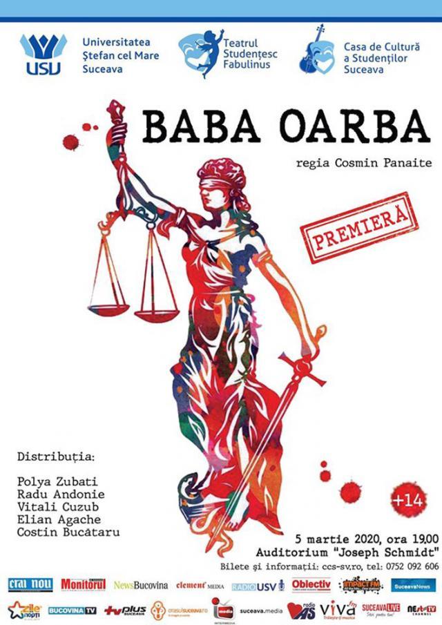 ”Baba oarba”, noul spectacol al Teatrului Studențesc Fabulinus, programat săptămâna viitoare