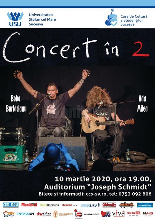 „Concert în 2” cu Ada Milea şi Bobo Burlăcianu, la Universitate