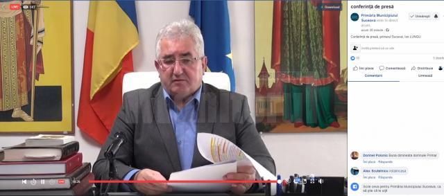 Conferințe de presă live la Primăria Suceava, în contextul pandemiei de coronavirus