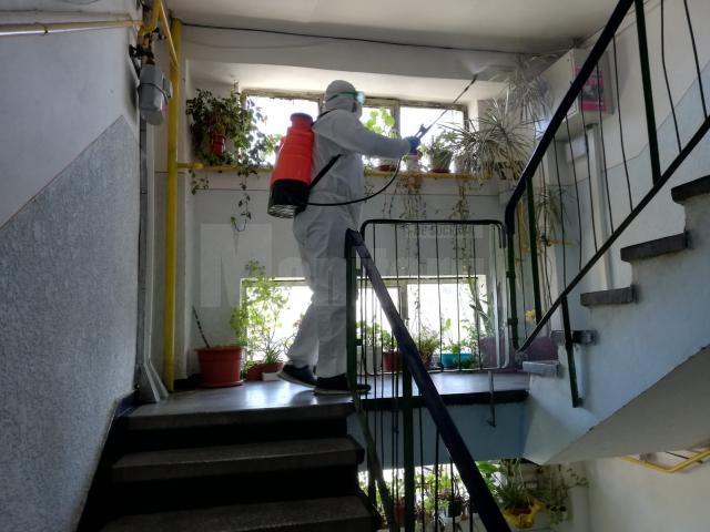 2000 de distribuitoare de dezinfectant au fost cumpărate de Primăria Suceava pentru a fi montate la toate scările de bloc din municipiu, unde se face dezinfecție totală