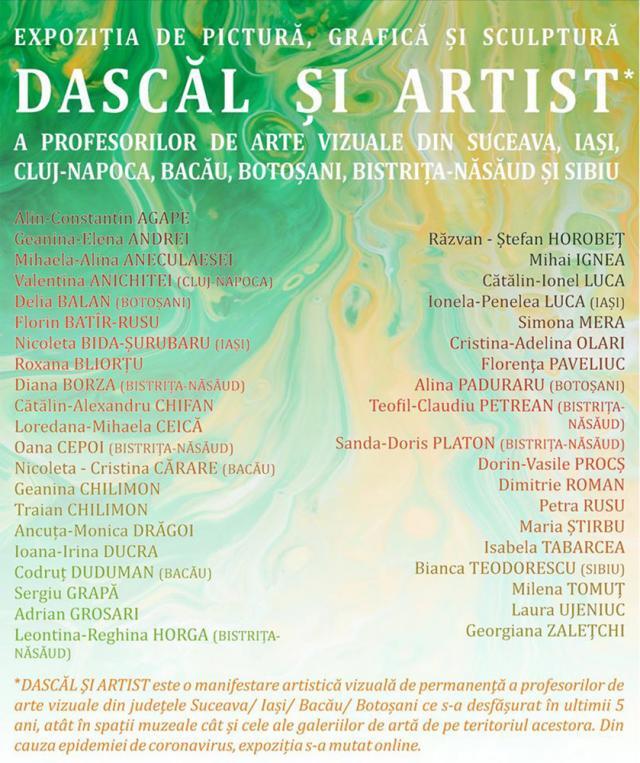 Expoziția online de pictură, grafică și sculptură „Dascăl și artist” a reunit zeci de profesori de arte vizuale din țară