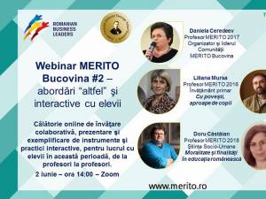 Al doilea atelier online de învăţare colaborativă, de la profesori la profesori, organizat de Comunitatea Merito Bucovina