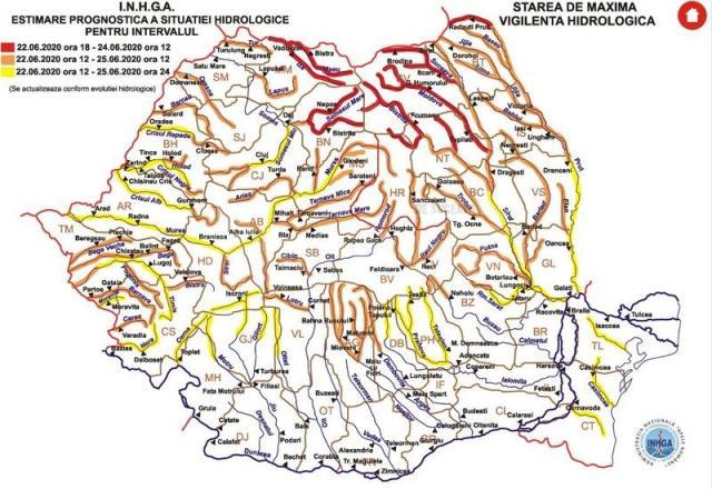 Cod roșu de inundatii în bazinele hidrografice Suceava, Moldova și Bistrița