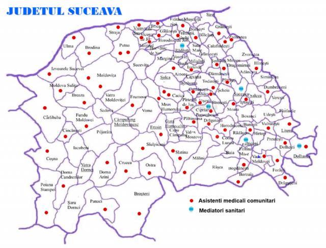 Distributia asistentilor medicali comunitari si mediatorilor sanitari in judet