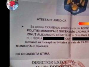 Adeverință falsă de polițist