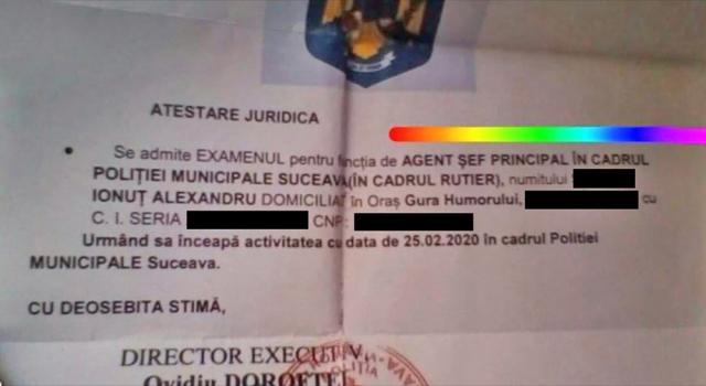 Falsul atestat de polițist