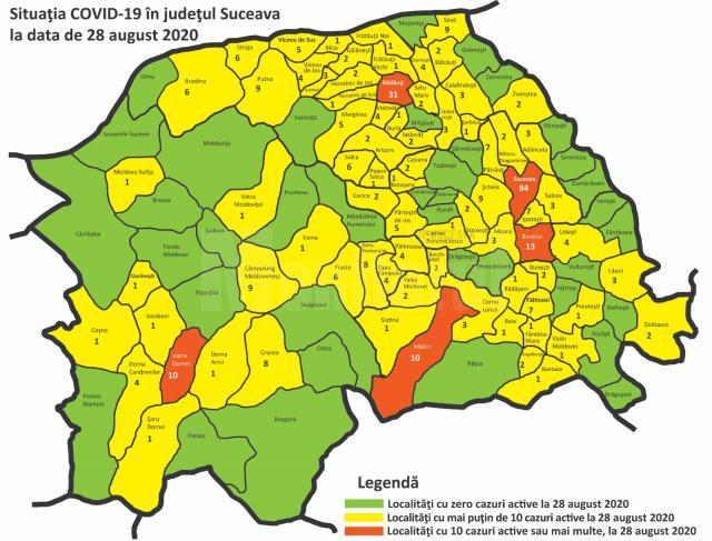 Numărul de cazuri active de Covid pe fiecare localitate din județ