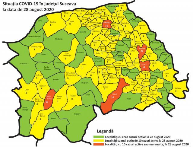 Cazurile active de Covid-19, din fiecare localitate din județul Suceava