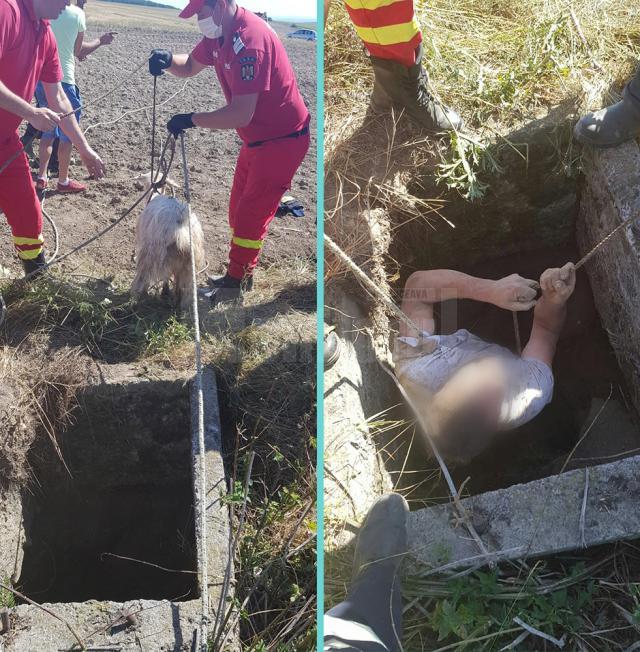 Bărbat salvat de pompieri din fântâna în care a intrat după o capră