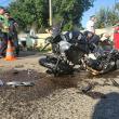 Impactul dintre motocicletă şi mașină a fost violent