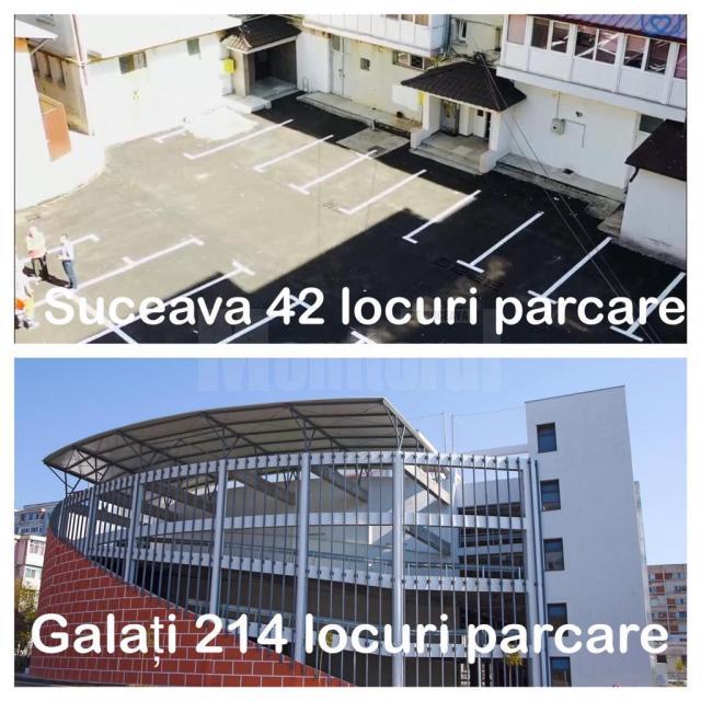 Social-democraţii arată cum la Suceava s-au inaugurat 42 de locuri de parcare în timp ce la Galaţi s-a construit o parcare supraterană cu 214  locuri