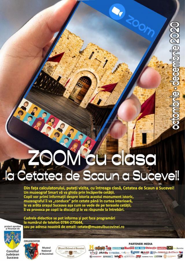 Un tur ghidat, virtual, al Cetății de Scaun a Sucevei, cu toată clasa, cu ajutorul aplicației ZOOM