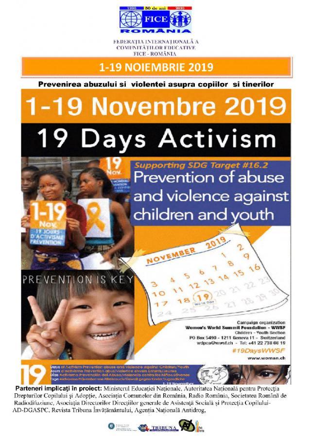 Au început înscrierile pentru Campania „19 zile de prevenire a abuzurilor și violențelor asupra copiilor și tinerilor”