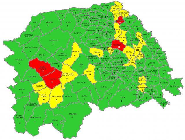 Harta situație COVID pe localități