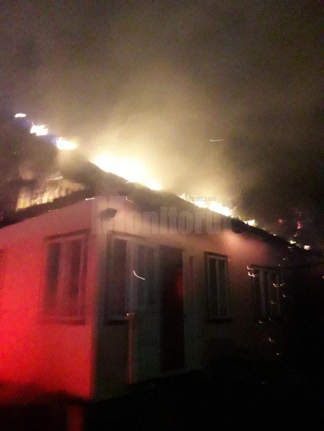 Incendiu puternic, într-o zonă cu case apropiate, la Pojorâta
